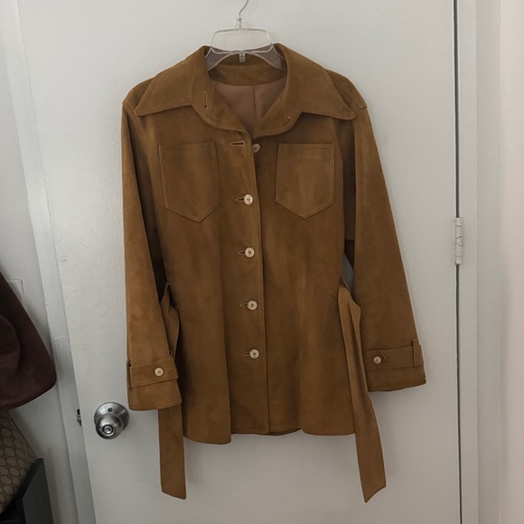 Vintage Calvin Klein Tan Suede Trench Coat - Picture 1 of 5